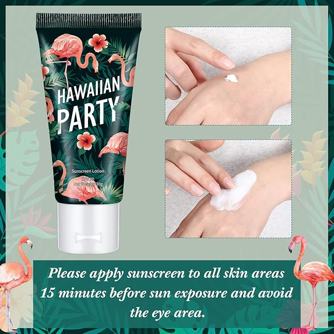 24 Pcs Mini Sunscreen Bulk for Summer Wedding Party Spf 30 Water Resistant Sunscreen Lotion Bulk 1oz Travel Size for Thank You Gifts Wedding Party Supplies(White Cream,Flamingo)