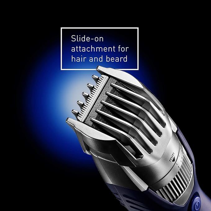 Panasonic Cordless Men's Beard Trimmer With Precision Dial, Adjustable 19 Length Setting, Rechargeable Battery, Washable - ER-GB40-S (Blue)