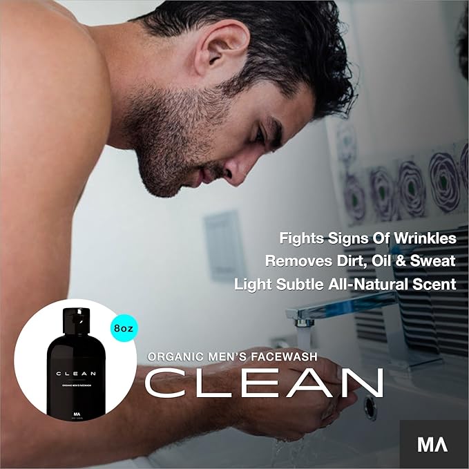 Minamul Mens Face Wash - Exfoliating Organic Foaming Scrub | Daily Deep Facial Cleanser for Acne | Safe for Oily, Dry, Combo or Sensitive Skin Types | Light Scent | Anti-Agin