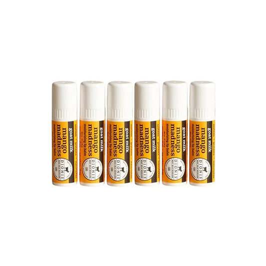 Dionis Goat Milk Skincare Scented Lip Balm, Beeswax, Shea Butter & Coconut Oil Self Care Made in The USA, Cruelty Free, Paraben Free Hydrating Moisturizer for Chapped Lips, Mango Madness, 0.28oz, 6pk