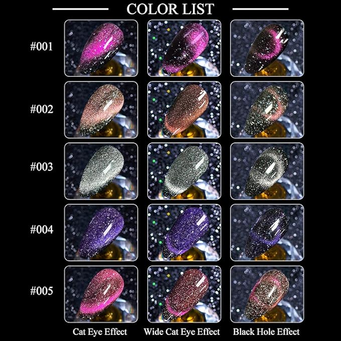MIZHSE Cat Eye Gel Nail Polish 10 Colors, Magnetic Gel Polish Set with Magnet Stick, Holographic Shimmery Galaxy Effect Cat Eye Nail Polish Soak Off Nail Art Manicure Kit Gift for Women