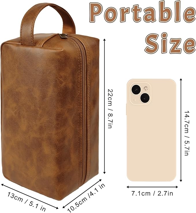 Personalized Toiletry Bag for Men - Custom Engraved Leather Travel Organizer, Waterproof Dopp Kit & Gifts for Dad, Husband, Boyfriend