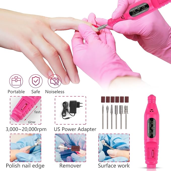 Practice Hand for Acrylic Nails Kit, Fake Hand for Nail Practice Mannequin Hand, Nail Training Finger Kit Set Professional Acrylic with Everything, Nail Starter Kit for Beginners with Drill UV Light