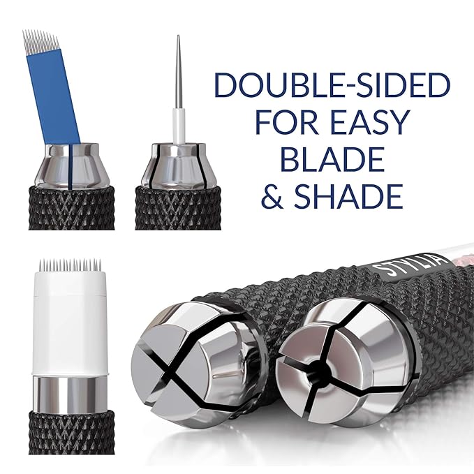 Microblading Supplies 10 Piece Double Sided Manual Tattoo Pen Kit for Permanent Makeup Supplies | Durable Aluminum Pen With Lock-Pin Tech & Ergonomic Grip | Shape Eye Brows, Black