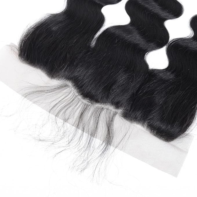 13 x 4 Lace Frontal Closure Body Wave Ear to Ear HD Lace Frontal Pre Plucked 16 Inch Body Wave Human Hair Frontal Closures Free Part 150% Density Natural Black Color