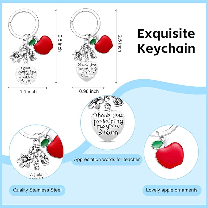 UAREHIBY 18 PCS Teacher Appreciation Gifts in Bulk,6 Styles Makeup Bags for Women,Teacher's Day Keychain,Thank You Teacher Christmas Gifts with Bracelet,Graduation Gift for teacher