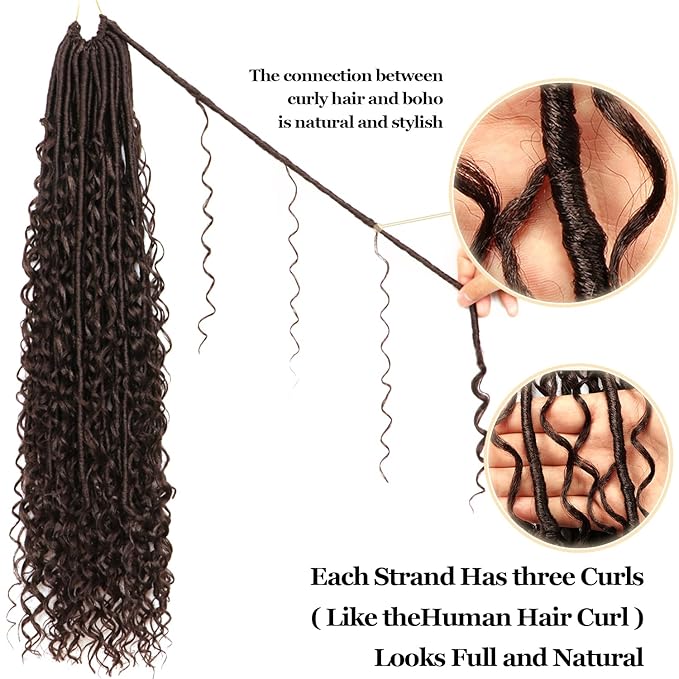 8 Packs Goddess Faux Locs Crochet Hair-24 Inch Boho Soft Locs Crochet Hair for Black Women (#4, 24 Inch(Pack of 8))