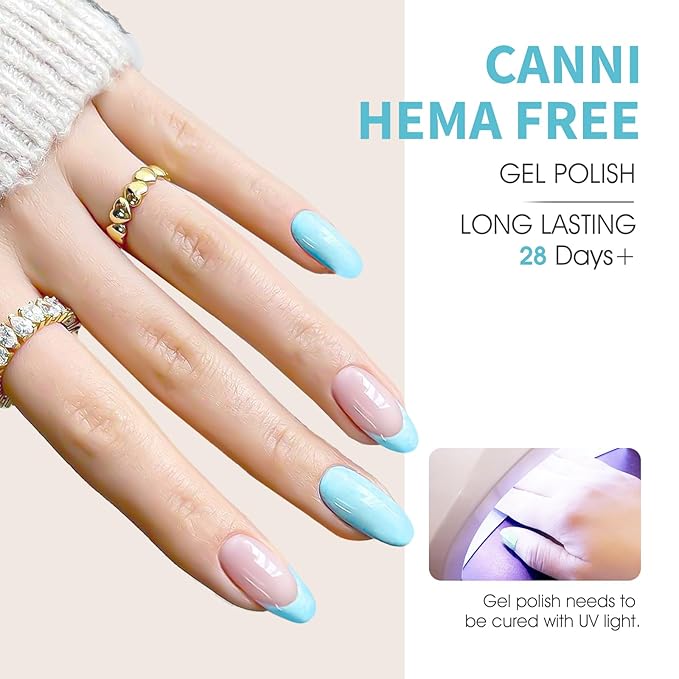 CANNI Gel Nail Polish Set, 6 Colors 9ML Nail Light Blue Magic Mint Light Green Beige Gel Nail Polish Soak Off Uv LED Lamp Nail Art Design Manicure Salon for Women