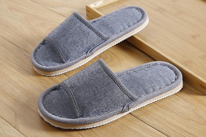 6 Pair of Open Toe Breathable Slippers,Solid Color Casual Slippers,Spa Slippers for Guests, Hotel, Travel, Unisex Universal Size Washable (3 beige medium size+3 gray large size)