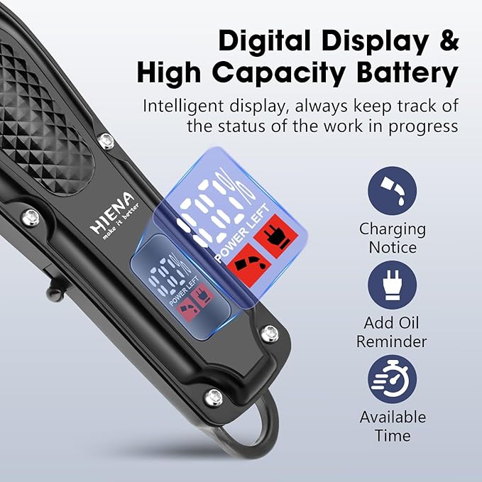 Professional Hair Clippers and Trimmers Kit, Cordless Rechargeable Clippers with LED Display, Haircut Clipper Set for Barbers, Gifts for Men