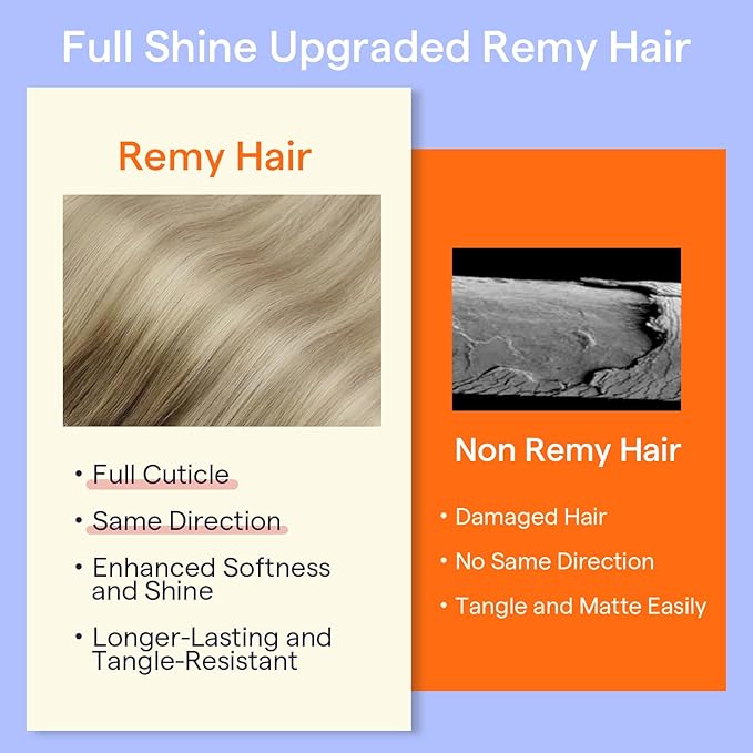 Full Shine Blonde Balayage Hair Extensions Clip in Human Hair Light Ash Brown to Double Weft Ombre Blonde Clip in Human Hair Extensions 18 Inch 7 Pcs 120 G