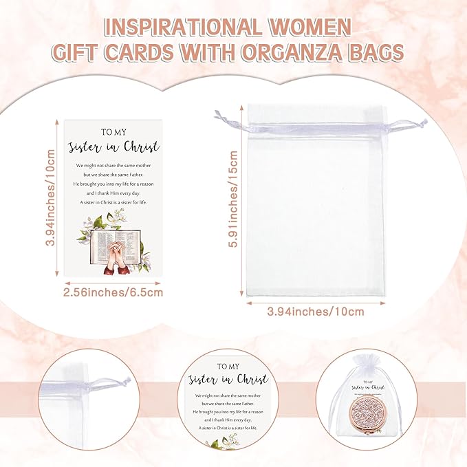 Geetery 10 Set Bulk Mothers Day Church Gifts Christian Compact Mirrors Bulk Sisters in Christ Pocket Mirrors Religious Faith Gifts for Women Mom Friend Bestie Niece Purses (Multicolor)