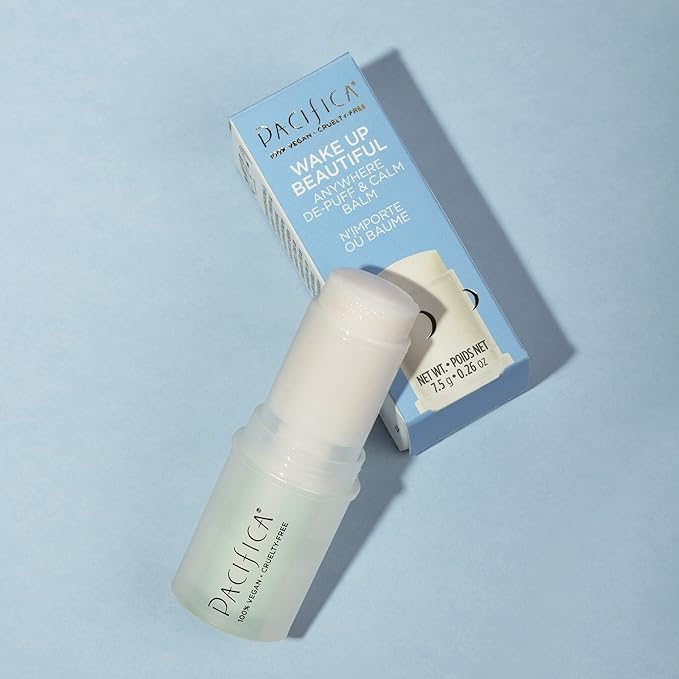 Pacifica Anywhere Stick Body Serum Set – Glow Baby Vitamin C Brightening Balm + Wake Up Beautiful De-Puff Balm Duo, 2-Pack Vegan Face Sticks