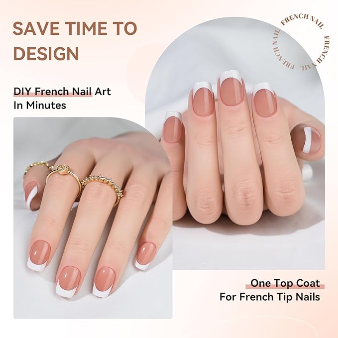 240Pcs French Gel Nail Tips, Brown Extra Short Square Pre-applied Tips, No File Fake Nails, Solid Gel Glue, 30g