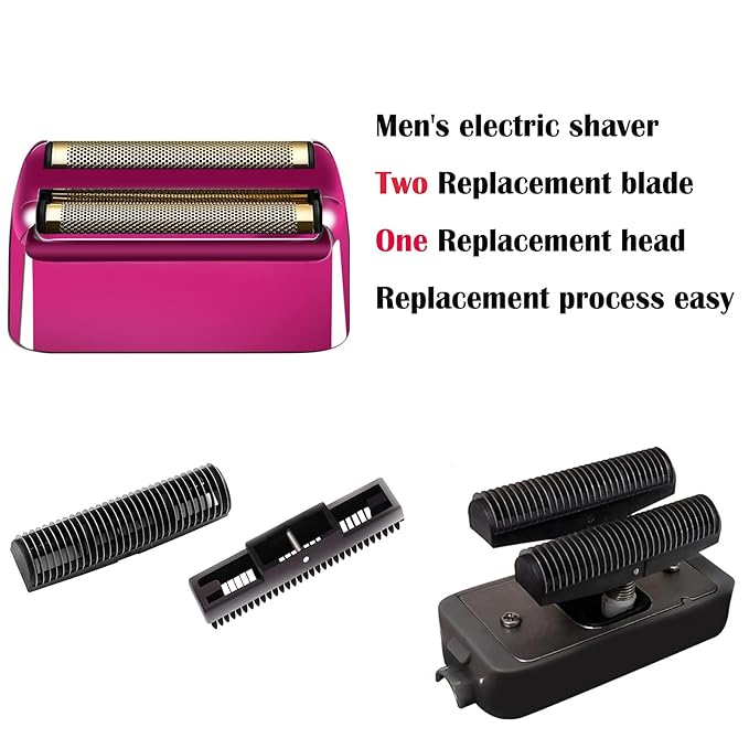2 Pack Shaver Replacement Foil and Cutters Compatible with BaBylissPRO Double FXFS2 Metal Shaver foil Replacement,Purple