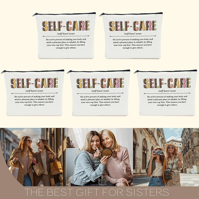 5 PCS Self Care Gifts Inspirational Gifts for Women Positive Affirmations Makeup Bag Motivational Gifts Encouragement Gifts for Women Female Sister Friend Christmas Cosmetic Bag Travel Toiletry Bag
