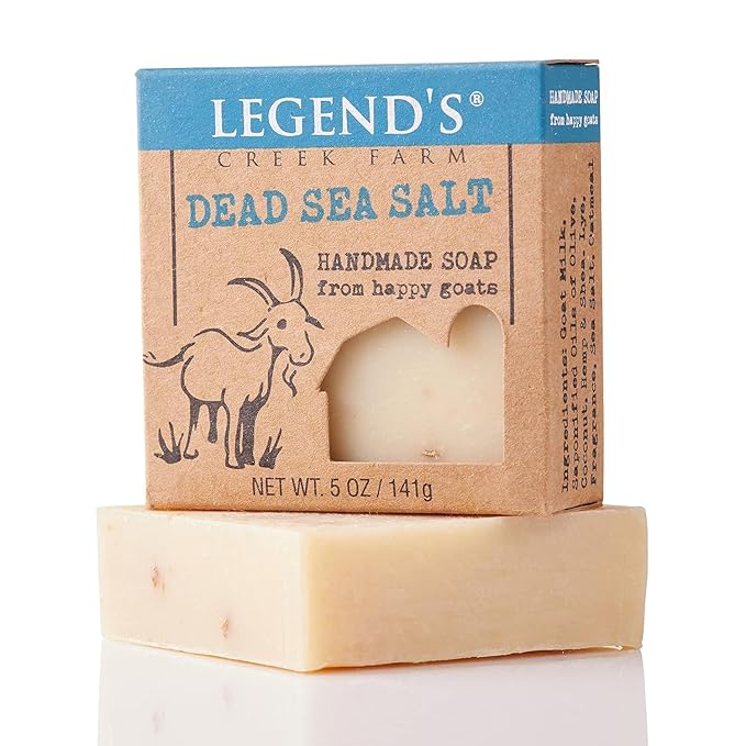 Legend's Creek Farm Goat Milk Soap - Cleansing Moisturizing Soap Bar for Hands and Body - 5 Oz Creamy Lather, Nourishing, Gentle Natural Soap for Sensitive Skin (Dead Sea Salt, Pack of 5)