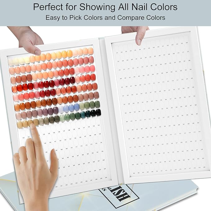 480 Nail Colors Book,Professional Nail Polish Chart Book with 600 Practice Tips & 1-500 Number Labels, Pre-Numbered Slots,Perfect for Salons and Home Use(Starry Sky)