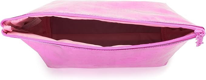 Juicy Couture Women's Cosmetics Bag - Travel Makeup and Toiletries Top Zip Wedge Pouch, Size One Size, Pink PU