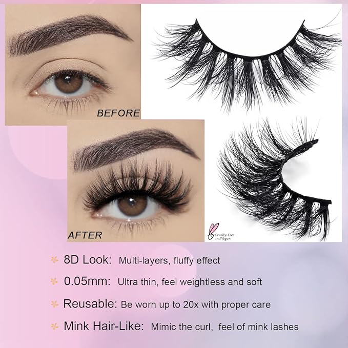 FARRED Wholesale Fluffy Dramatic Bulk Lashes Mix 10 Styles 10 pairs Pack Individual Box 10-18mm Volume Faux Mink Eyelash Thick 8D Fake Lash Short Natural Look Eyelashes (style i-10 pairs)