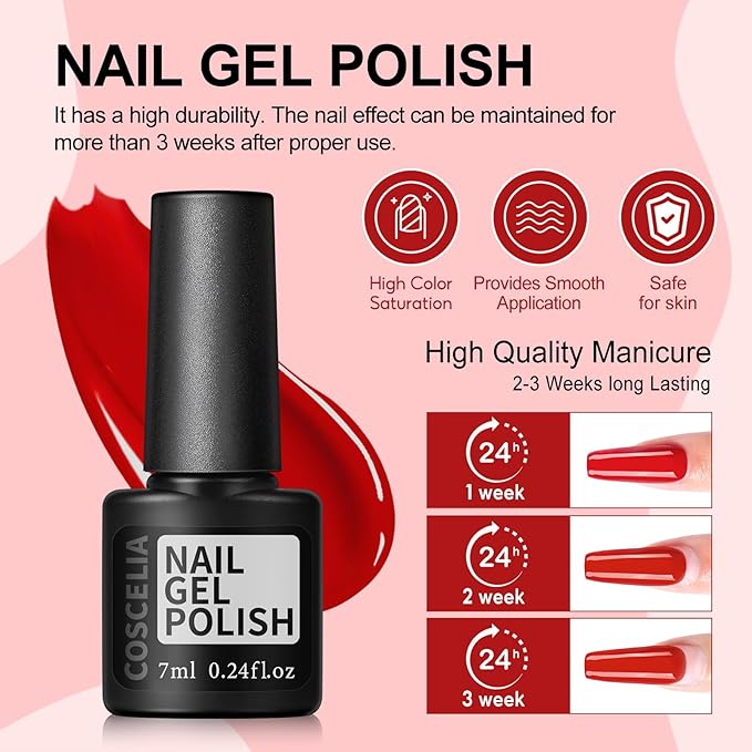 COSCELIA 53pcs Gel Nail Polish Kit with U V light and Drill Starter Kit 35 Colors Gel Nail Polish with 5pcs Top Base Coat Nail Art All Seasons Professional Gel Manicure Kit DIY at Home Gifts for Women