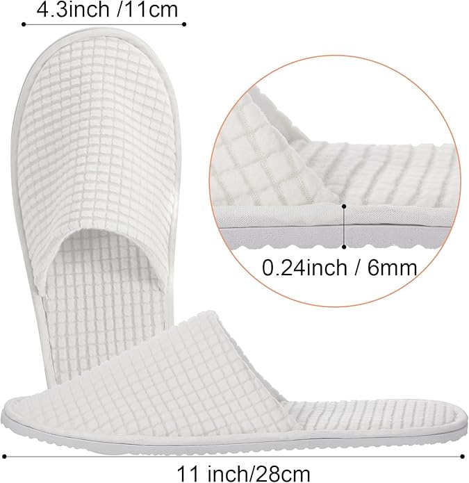 Geyoga 12 Pair House Slipper for Guest Non Slip Disposable Slipper for Travel Washable Reusable Closed Toe Hotel Bridesmaid Indoor Spa Wedding Party Shoeless Home