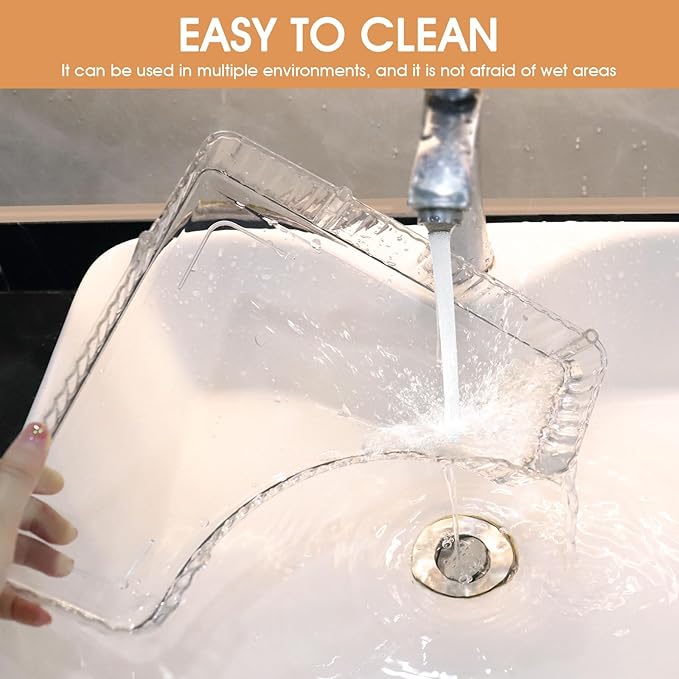 Corner Bathroom Counter Organizer – Classic Storage Shelf for Makeup, Perfume & Toiletries, Space-Saving Countertop Tray Fits Bathroom, Dresser, Kitchen (Clear, 2-Tier)