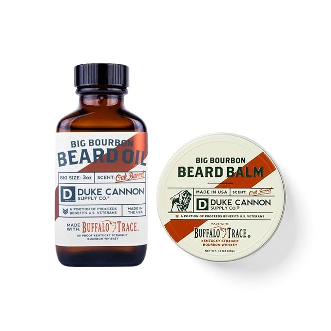 Duke Cannon Big Bourbon Beard Balm & Beard Oil, Woodsy Oak Barrel Scent, Premium Beard Care with Buffalo Trace Bourbon. (2 Pack Bundle)