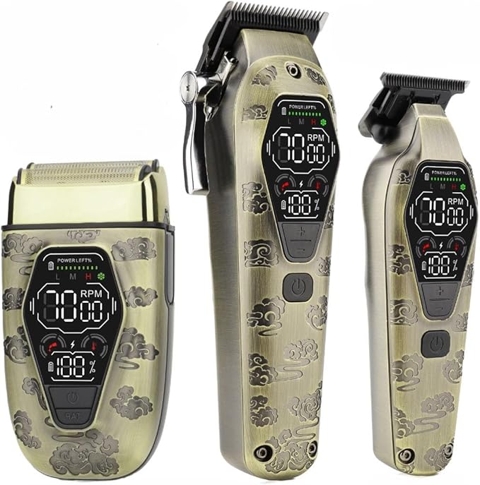 Professional Hair Clippers for Men,3 in 1 T-Blade Barber Clippers and Trimmer Set,Mens Cordless Hair Clippers for Hair Cutting Kit,Trimmers for Barbers, Beard Trimmer for Men