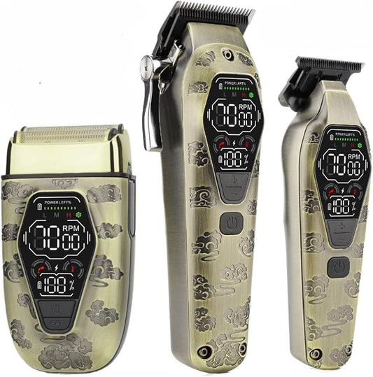 Professional Hair Clippers for Men,3 in 1 T-Blade Barber Clippers and Trimmer Set,Mens Cordless Hair Clippers for Hair Cutting Kit,Trimmers for Barbers, Beard Trimmer for Men