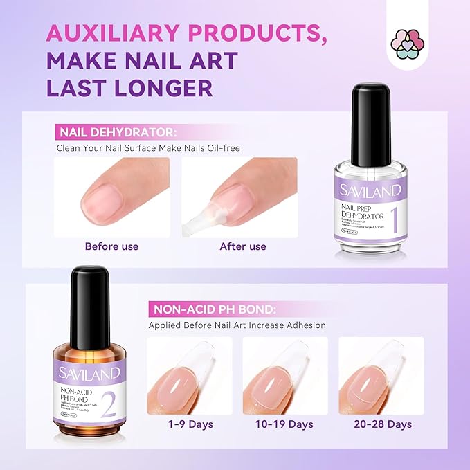 SAVILAND Acrylic Nail Kit with 100% Essential Oil - 2oz Clear Acrylic Powder and Liquid Set 120ml with Nail Practice Mat Dehydrator Primer Professional Acrylic Nail Kit Set for Beginners DIY Nail Art