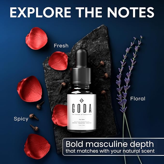 GODA Pheromone Cologne for Men Infused with Real Pheromones – Citrus and Lavender Scent – Alluring Fragrance for Confidence and Charisma – Perfume con Feromonas para Hombres – 15ml/0.50 fl oz