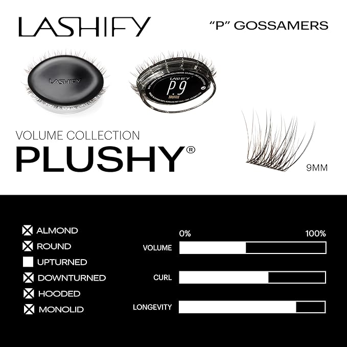 Lashify Plushy 9mm Gossamer Lashes in Truffle Color, Easy DIY False Lashes for a Voluminous Yet Still Natural Look