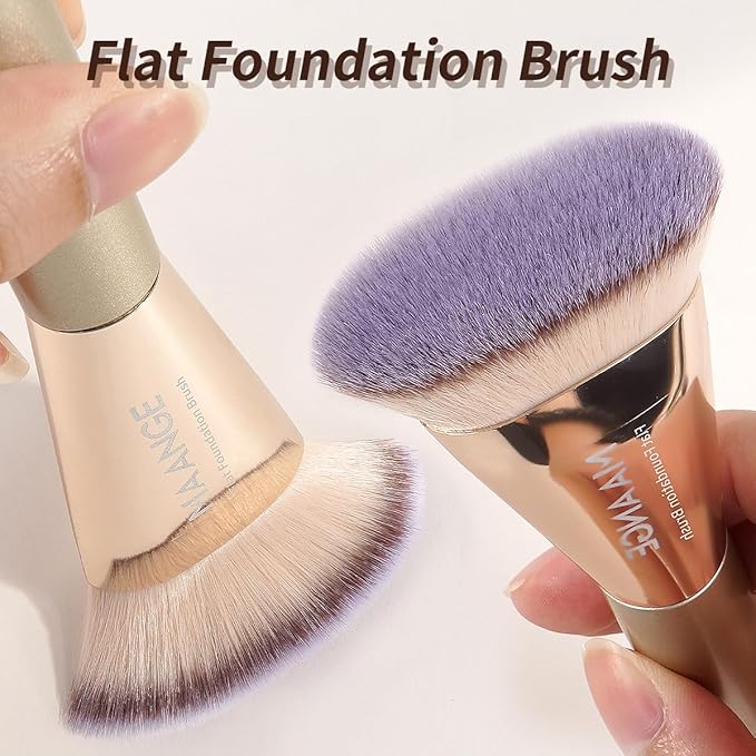 MAANGE Makeup Brush Set 10 Pcs Makeup Brushes with Zipper Bag, Double-End Multi-functional Makeup Brushes for Blending Liquid Powder Concealer Cream Blush Buffe, Champagne Gold