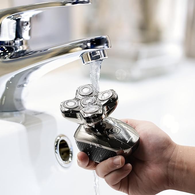 Head Shavers for Bald Men, MAXGROOM 5 in 1 Waterproof Head Razor for Men with LED Display, Travel Pouch, USB Rechargeable & Magnetic Detachable, Silver