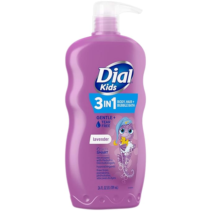 Dial Kids 3-in-1 Body+Hair+Bubble Bath, Lavender Scent, 24 fl oz (Pack of 4)