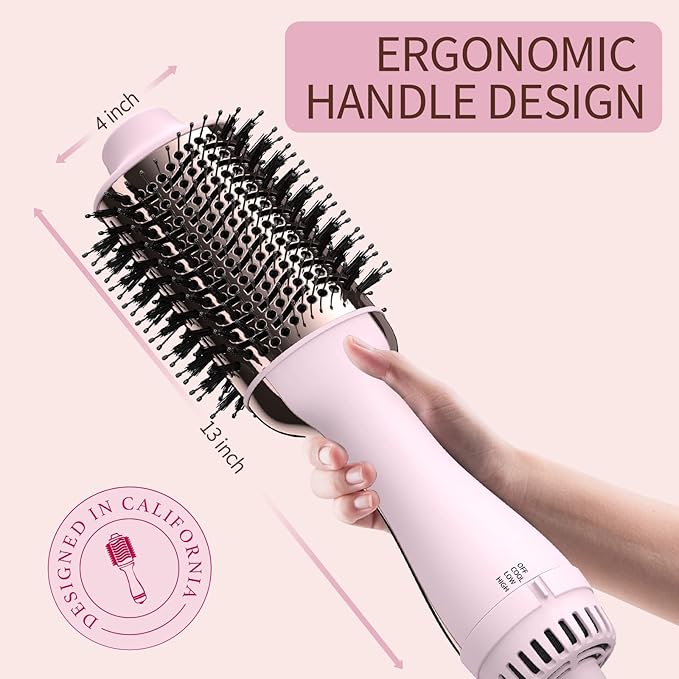 Hair Dryer Brush Blow Dryer in One Upgraded 4 in 1 Hair Dryer and Styler Volumizer with Negative Ion Anti-frizz Ceramic Titanium Barrel Hot Air Brush Hair Straightener Brush