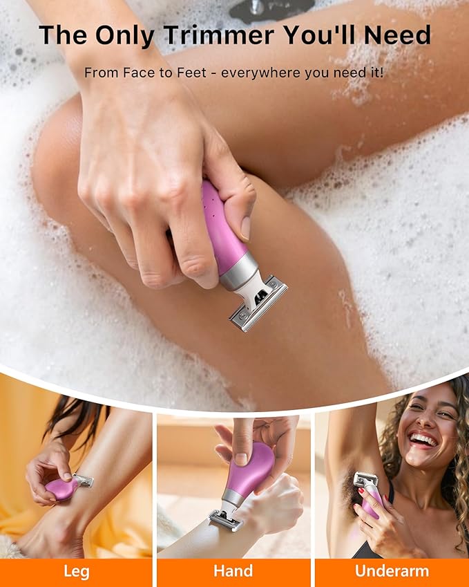 New Intimate Electric Trimmer for Women, [Small But Powerful] Designed for Pubic Hair Grooming, Bikini Line Removal, Wet/Dry Shaver On-The-Go, USB-C Rechargeable Razor with Travel Case, Pink