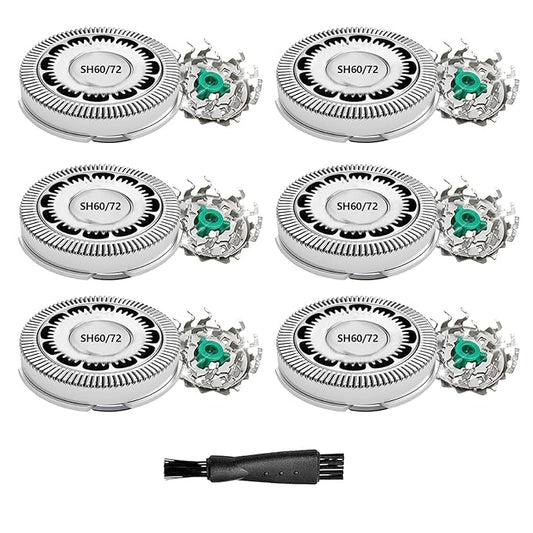 SH60 Replacement Blades Series 6000 Compatible with Philips Norelco 6000 Replacement Heads,for Series 6000 Electric Shaver Razors Blades S6880/81 S6810/82 S6850/85 etc Model,With Cleaning Brush