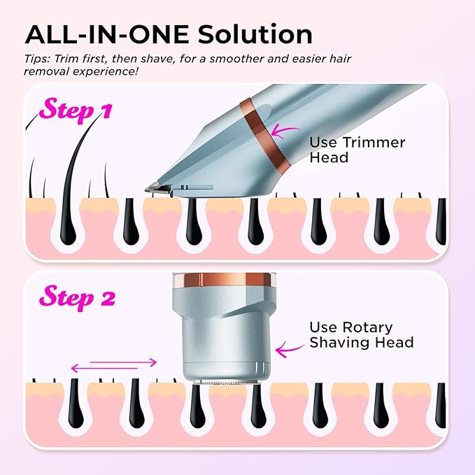 Bikini Trimmer for Women Pubic Hair: 2 in 1 Eletctric Razors for Women - Rechargeable Eletctric Shaver - IPX7 Waterproof Bikini Trimmer for Underarm Leg Arm Body (Parisian Blue)