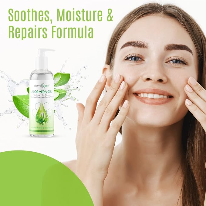 Aloe Vera Gel with Witch Hazel, Vitamin C, and Vitamin E - Skin Soothes, Moisture, and Repair Formula for Face and Body - Nutrient-Rich, Organic 100% Pure Aloe Vera - 12 FL OZ