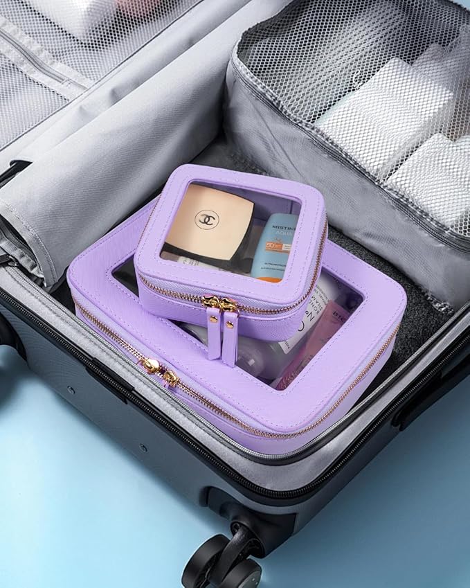 Clear Makeup Bag, Small Makeup Bag TSA Approved Toiletry Bag Cosmetic Travel Bag Cute Makeup Bag Organizer Makeup Case Pouch Car Essentials for Women Men