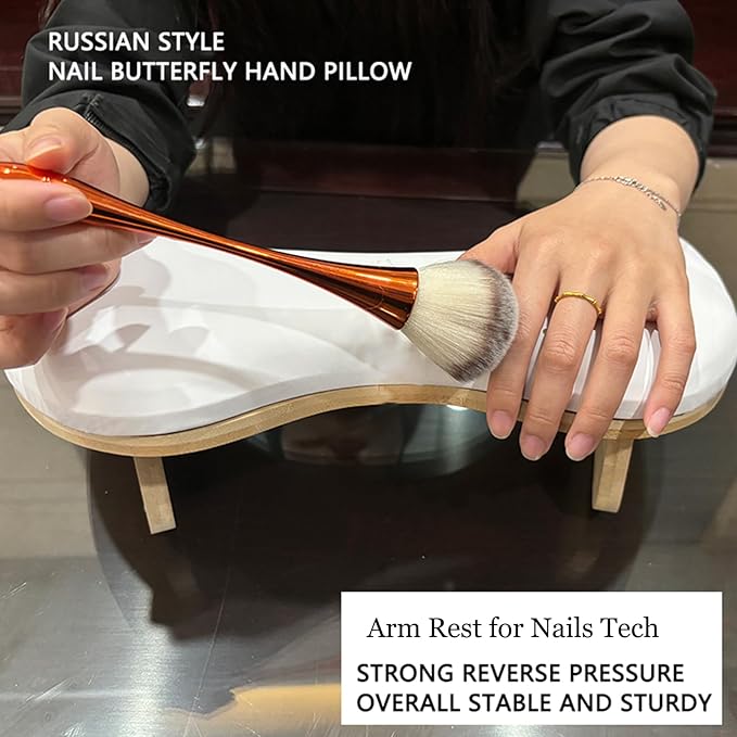 U-shaped Arm Rest for Nails Tech, Nail Arm Rest with Detachable Brackets Microfiber PU Leather Manicure Hand Rest Pillow for Nail Tech Must Haves Manicure Tools (White)