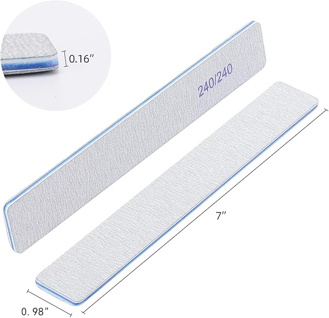 25 Count 240/240 Grit Nail Files for Natural Nails, Double Sided Emery Boards Fine Grit Nail File Manicure Tools