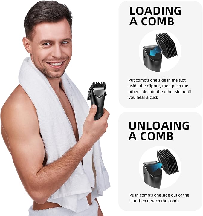 Men Body Hair Trimmers,Electric LCD Battery Indicator Safe Blade Waterproof Groin Hair Shavers Male Painless Wet and Dry Quiet Hygiene Razor with Standing Charging SMT033 Black