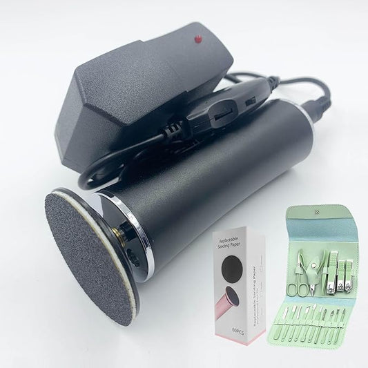 Electric Foot Callus Remover Speed Adjustable with 60pcs Replacement Sandpaper Discs Pedicure Tool Kit Callus Shaver Dead Cracked Hard Dry Skin Nail Clipper Set 16 in 1 (Black)