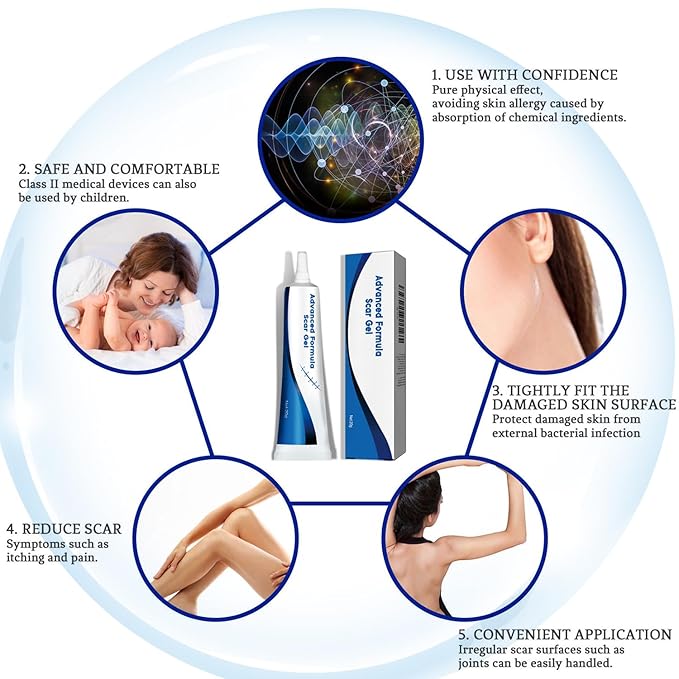 Advance Scar Gel, Scar Cream, Advanced Formula Scar Gel for Old & New Scars, Surgical Scars, Face, Body, Leg, Burns, Acene, C-Section, Stretch Marks, Keloids, Scar Removal for Adults & Kids