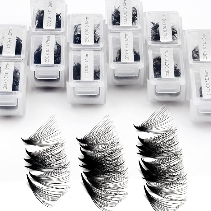 1200 Fans Lash Extension Premade Fans Eyelash Extensions 9-20mm Mixed 20D Eyelash Extension C Curl Pointed Base Volume Lash Extensions Handmade Lash Extensions(1200PCS-20D-0.07-C, 9-20mm mixed tray)