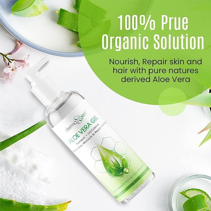 Aloe Vera Gel with Witch Hazel, Vitamin C, and Vitamin E - Skin Soothes, Moisture, and Repair Formula for Face and Body - Nutrient-Rich, Organic 100% Pure Aloe Vera - 12 FL OZ