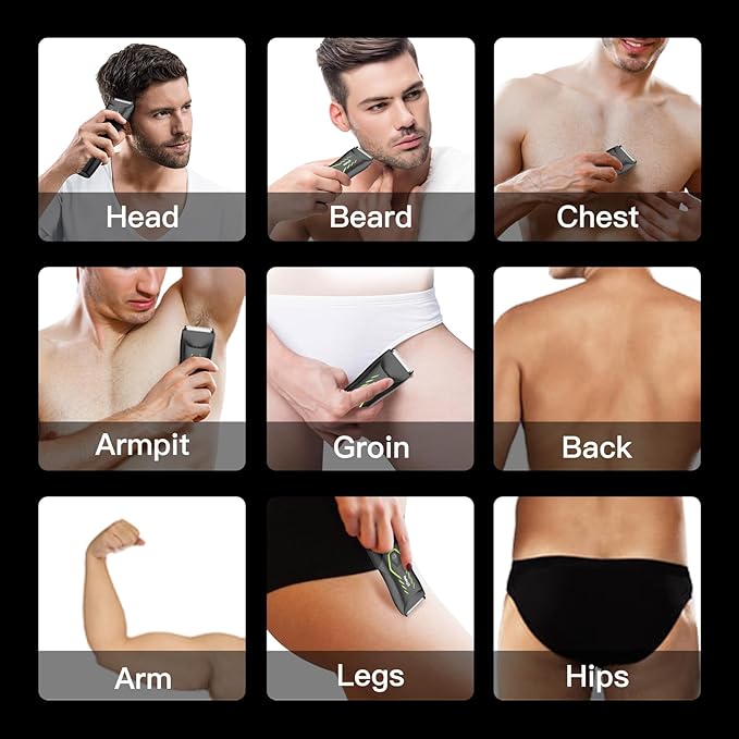ENSSU Electric Body Hair Trimmer for Men, Waterproof Shaver - Cordless Pubic Groomer - Showerproof Ball Shaver